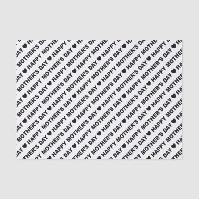 Happy Mother's Day Black on White Tissue Paper (Front)