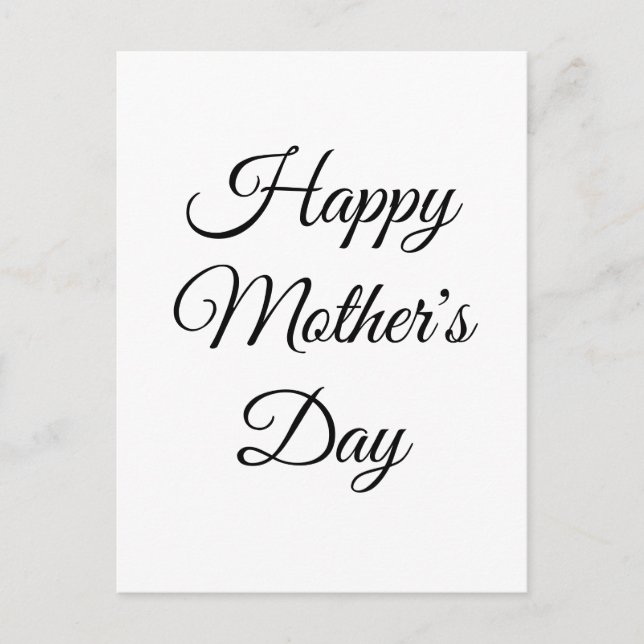 Happy Mother's Day, black white elegant classic Postcard (Front)
