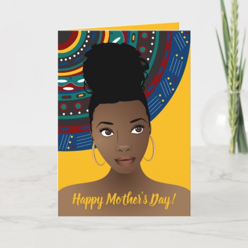 Happy Mothers Day Black Woman Tribal Gold Card