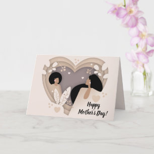 Happy Mother's Day! Black Women, Hearts Cutout Card