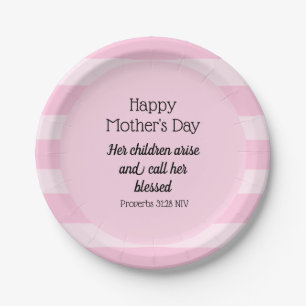 Happy Mother's Day Blessed Bible Verse Christian Paper Plates