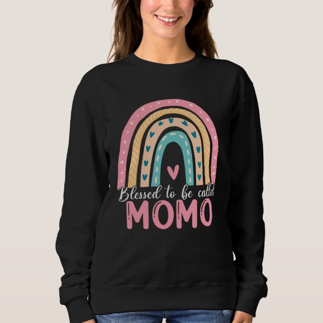 Happy Mothers Day Blessed To Be Called Momo Rainbo Sweatshirt (Front)