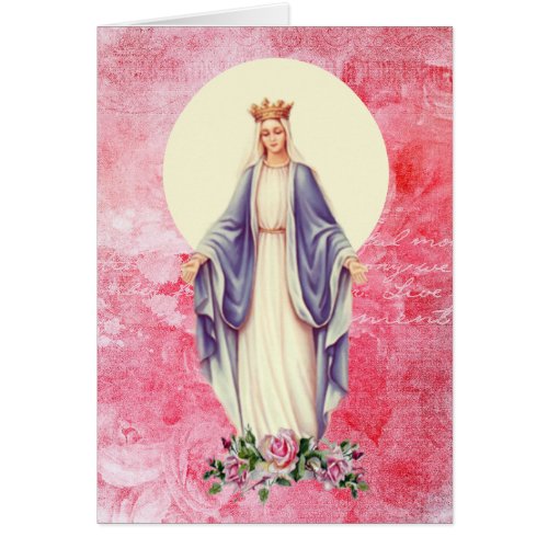 Happy Mothers Day  Blessed Virgin Mary Pink Roses