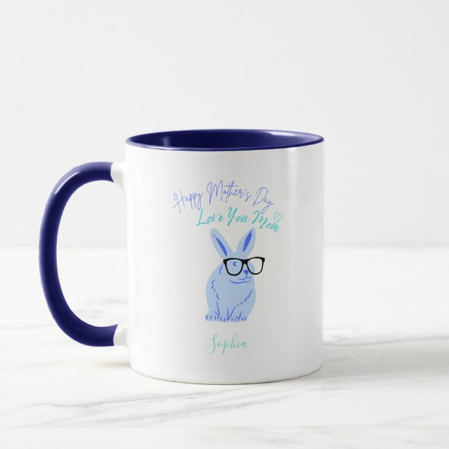 Happy Mothers Day Blue Bunny   Mug (Left)