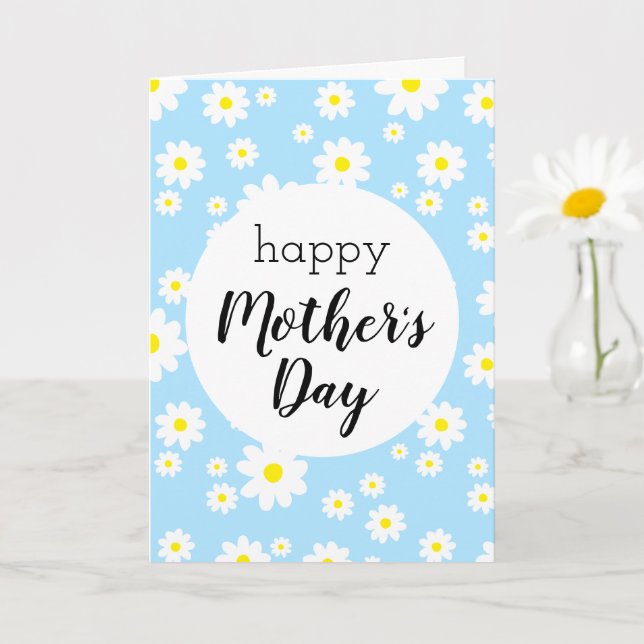Happy Mother's Day Blue Daisy Card (Small Plant)