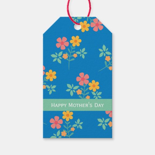 Happy Mothers Day Blue Daisy Vintage Bouquet  Gift Tags