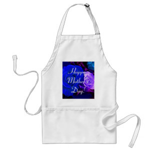 Happy Mother's Day Blue Purple Roses Adult Apron