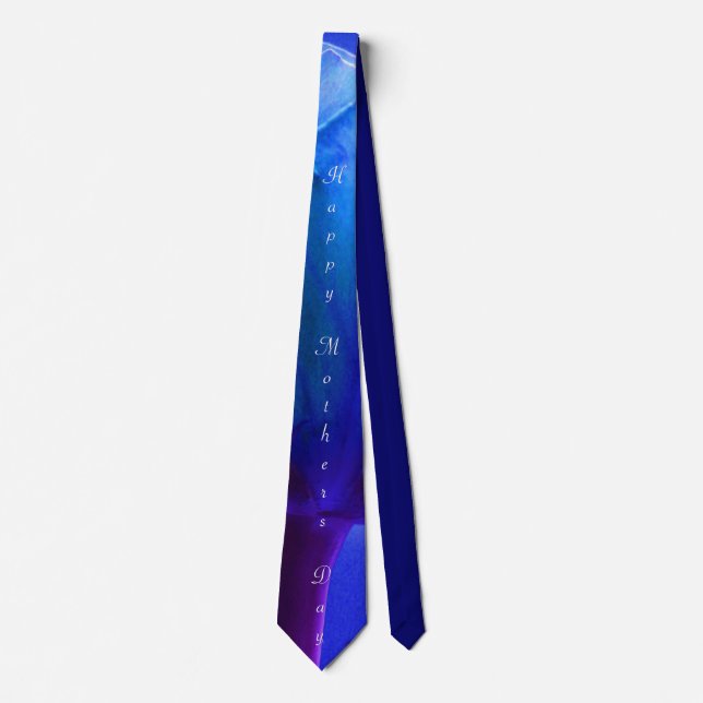 Happy Mothers Day Blue Rose Neck Tie (Front)