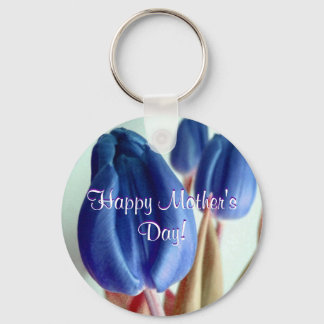 Happy Mother's Day Blue Tulips Keychain