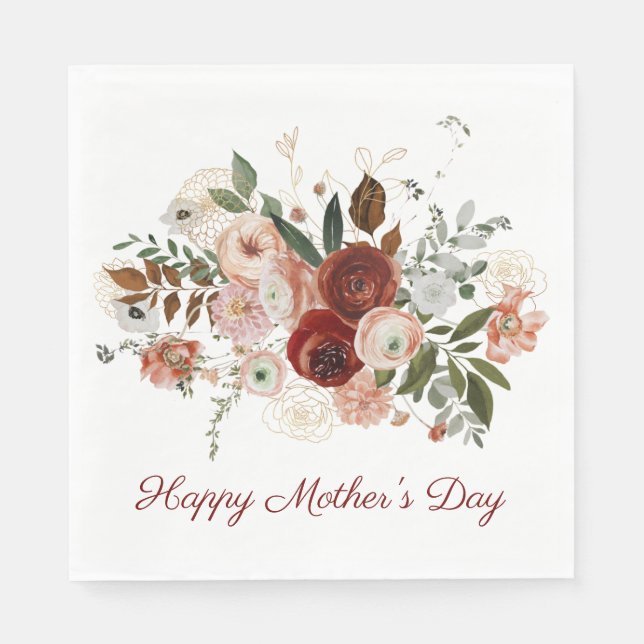 Happy Mother's Day Blush Pink Elegant Floral Napkins (Front)