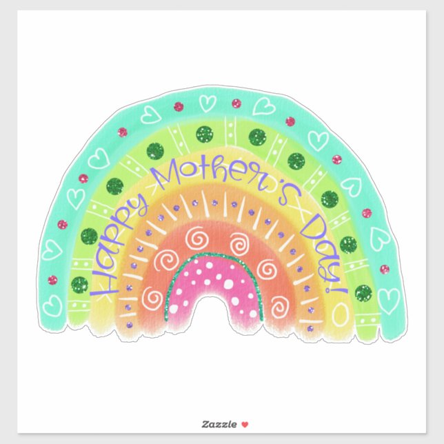 Happy Mother's Day Boho Rainbow Sticker (Sheet)