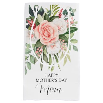 Happy Mother's Day Boho Rose Bouquet Small Custom Small Gift Bag by decor_de_vous at Zazzle
