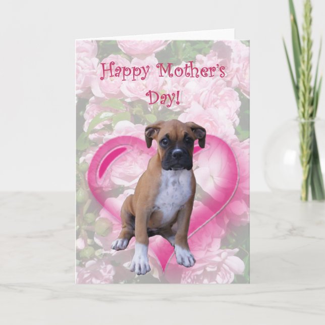 Happy Mother's day boxer puppy greeting card (Front)