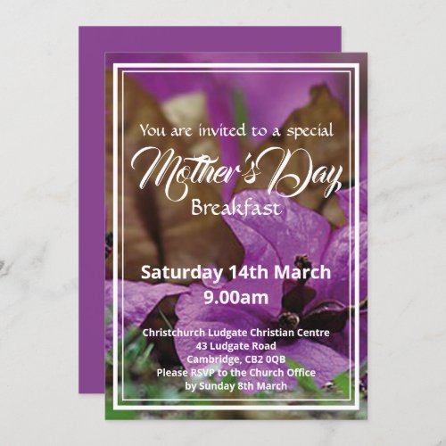 HAPPY MOTHERS DAY Breakfast Event Floral Invitation