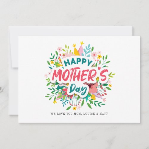 Happy Mothers Day Bright Botanical Floral Custom Card