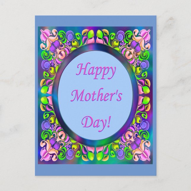 Happy mother's day! Bright colorful frame gift   Postcard (Front)