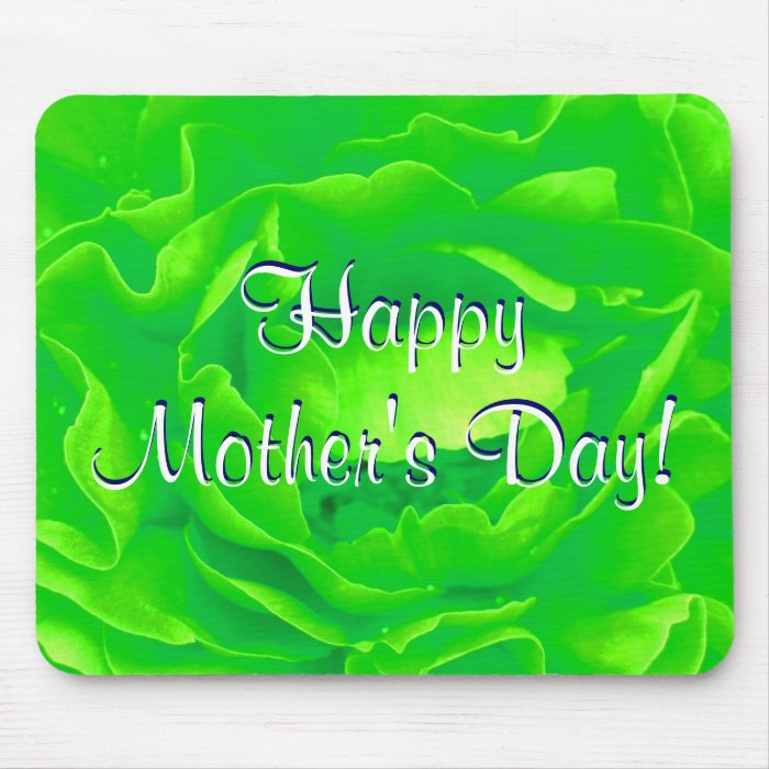 Happy Mother's Day Bright Green Rose Mouse Mat