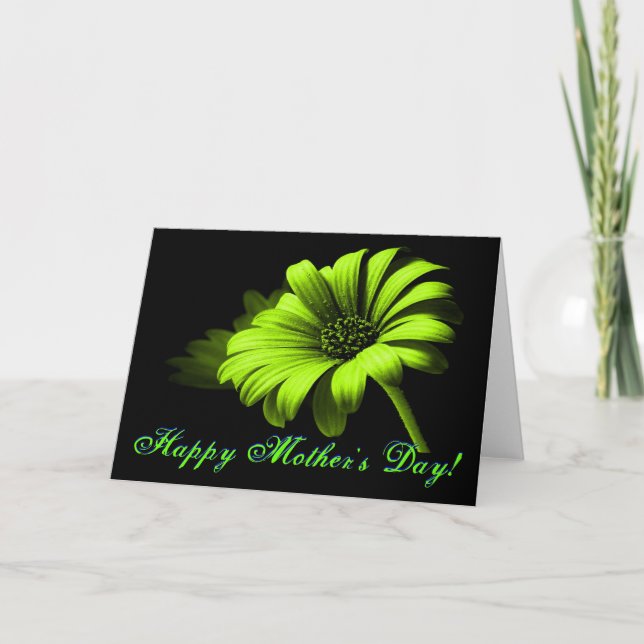 Happy Mother's Day Bright Green Yellow Daisy Card (Front)