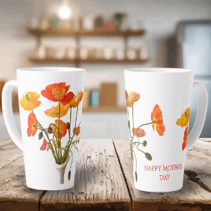 Happy Mother's Day Bright Poppy Photo Gift Large Latte Mug