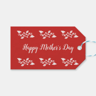 Happy Mother's Day Bright Red and White Flowers Gift Tags