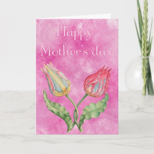 Happy Mothers Day Bright Red and Yellow Tulips Card