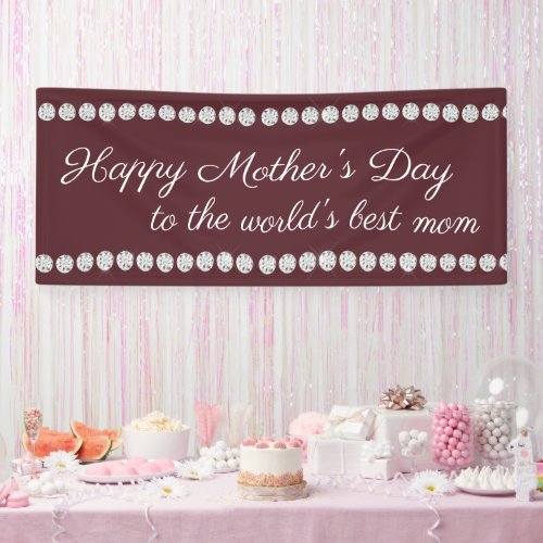 Happy Mothers Day Burgundy Diamonds  Banner