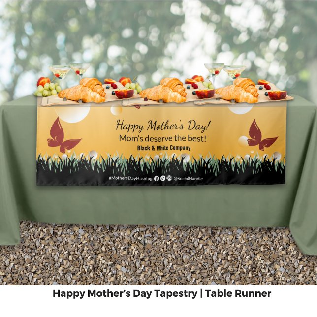 Happy Mother's Day Butterflies Event Table Runner Tapestry (Happy Mother's Day Butterflies Event Table Runner Tapestry - Event, Tagline, Company, Social Media)