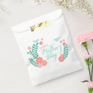 Happy mother's day calligraphy text flowers favor bag