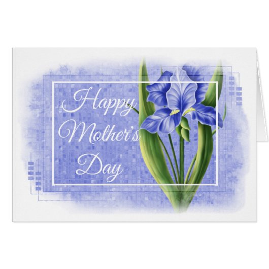Happy Mother's Day Card - Blue Iris d1 (Front Horizontal)