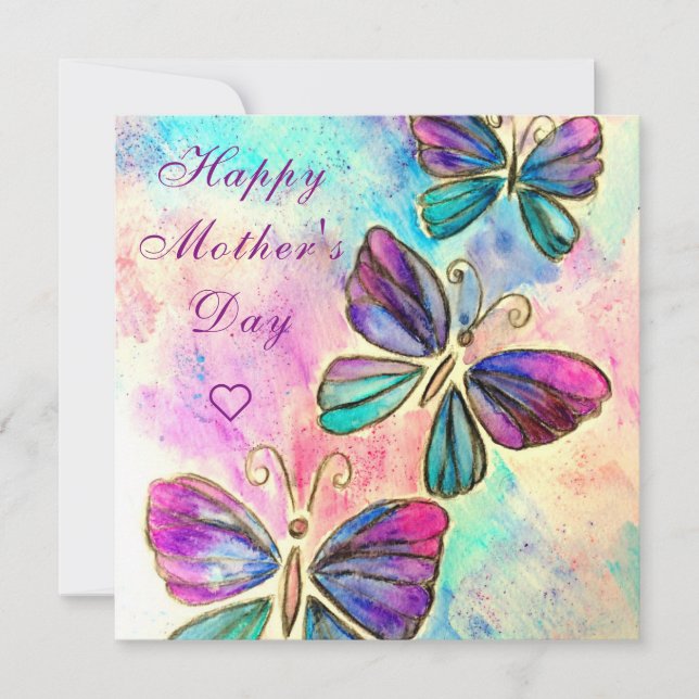 Happy Mother's Day Card Butterflies Flying (Front)
