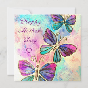 Happy Mother's Day Card Butterflies Flying