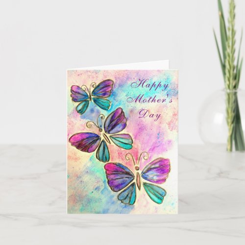 Happy Mothers Day Card Butterflies Flying _ Joy