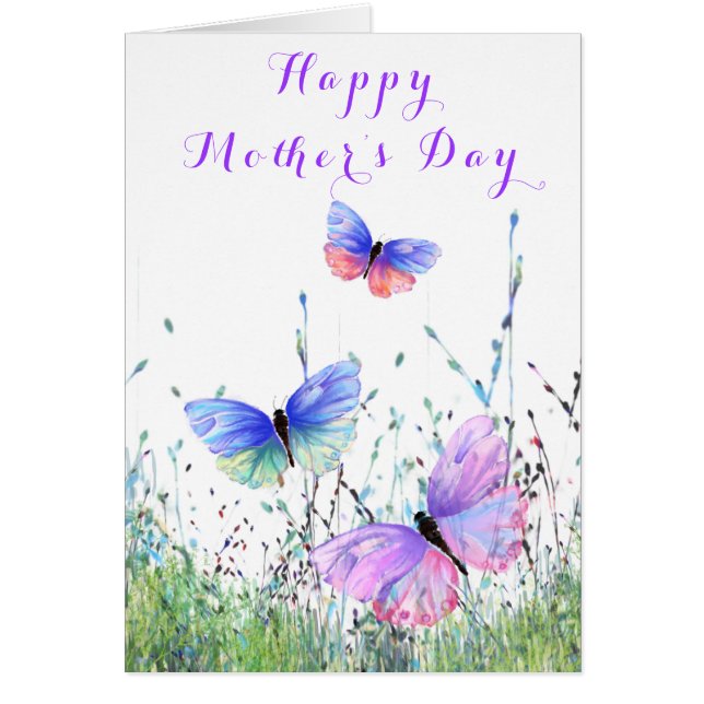 Happy Mother's Day Card Butterflies Flying Spring (Front)