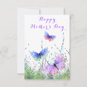 Happy Mother's Day Card Butterflies Flying Spring