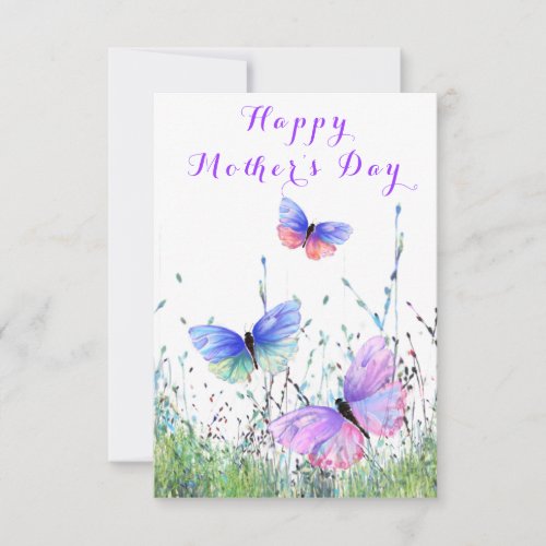 Happy Mothers Day Card Butterflies Flying Spring