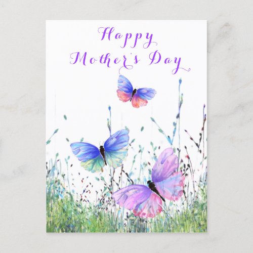 Happy Mothers Day Card Butterflies Flying Spring