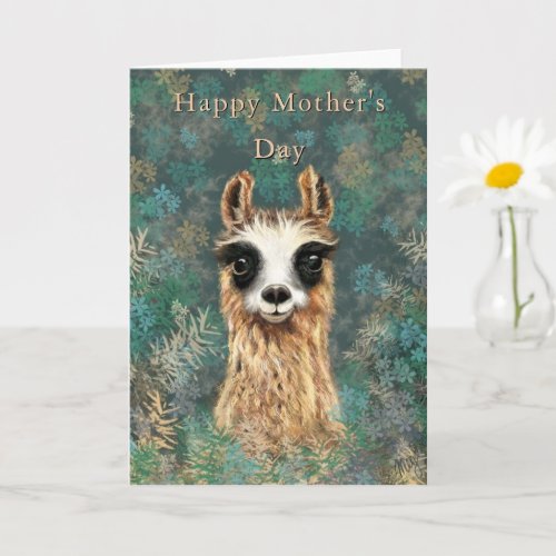 Happy Mothers Day Card Curious Baby Llama