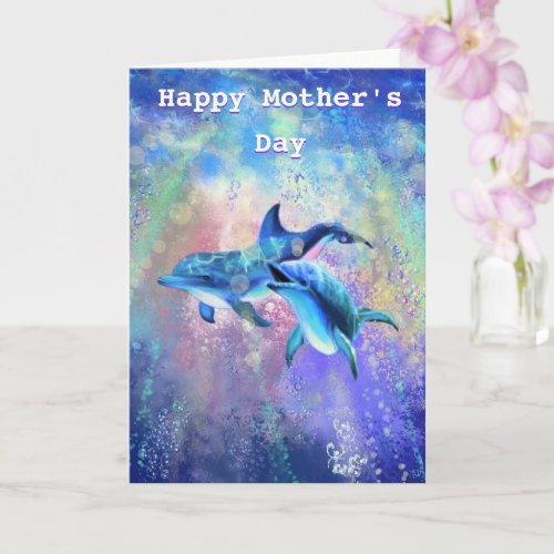 Happy Mothers Day Card Dolphin Family