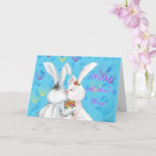 Happy Mothers Day Card Family Bunny Love