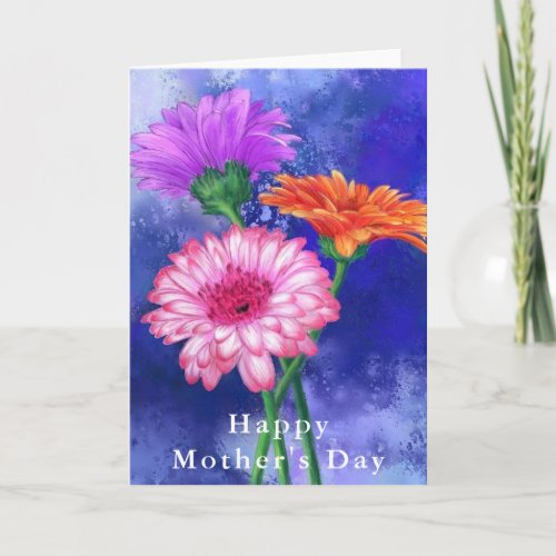 Happy Mothers Day Card Gerberas Flowers