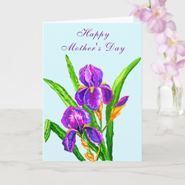 Happy Mother's Day Card Irises Flowers (Orchid)