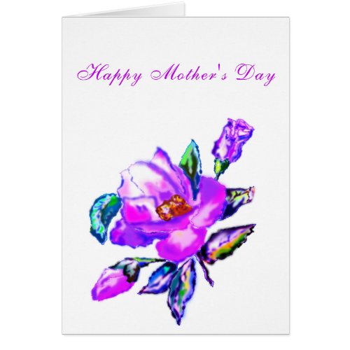 Happy Mothers Day Card Purple Rose