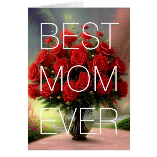 Happy Mothers Day Card Red Roses Floral