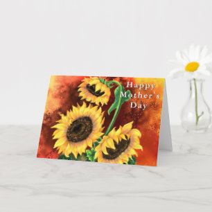 Happy Mother's Day Card Three Sunflowers