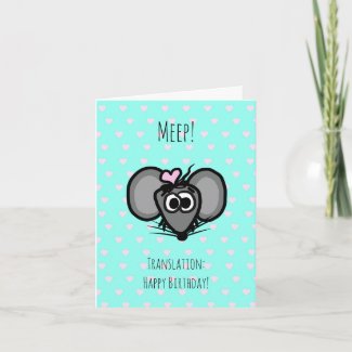 Happy Mother's Day Card with Cute Mouse (Pink)