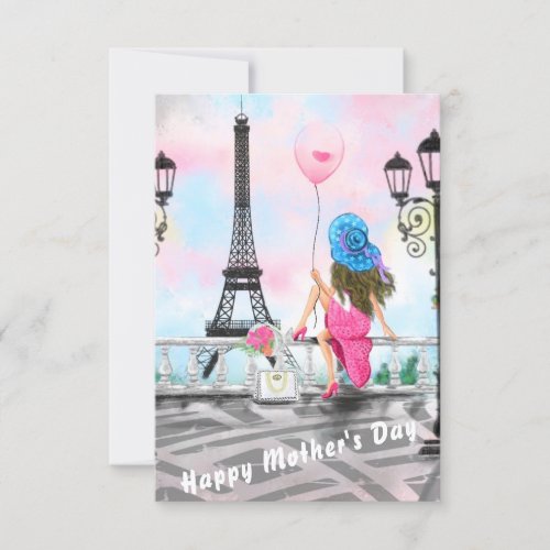 Happy Mothers Day Card Woman In Paris