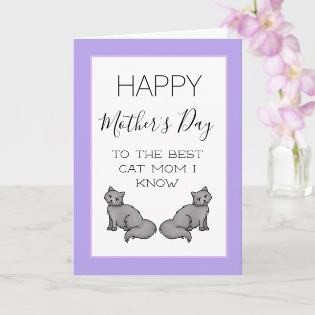 Happy Mother's Day Cat Mom Card (Orchid)