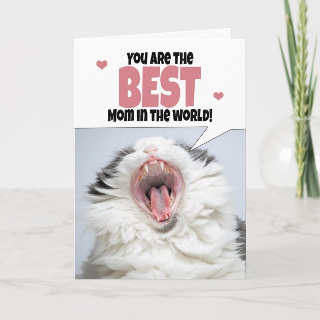 Happy Mother's Day Cat Shouting Humor  Holiday Card (Front)