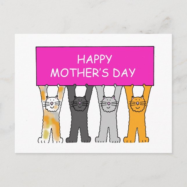 Happy Mothers Day Cats Postcard (Front)