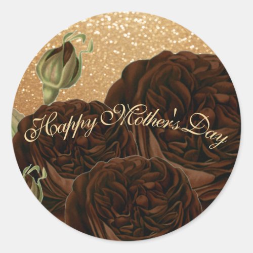 Happy Mothers Day Chocolate Rose Classic Round Sticker